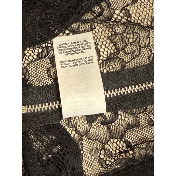 DYNAMITE‎ Black Lace Corset Bustier Top XL Zipper Back Romantic Whimsigoth - Picture 6 of 9